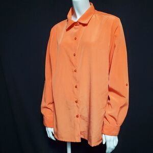 Appleseed's Orange Button Down Shirt (M)